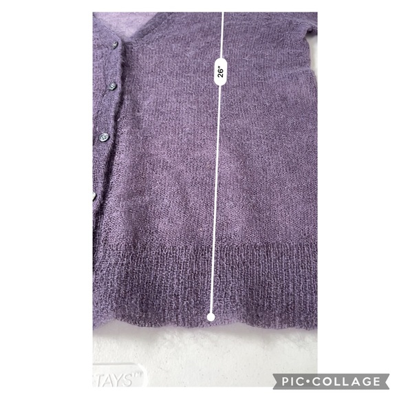 J Jill  Large Sweater Cardigan Mohair Nylon Wool Violet - Picture 8 of 12